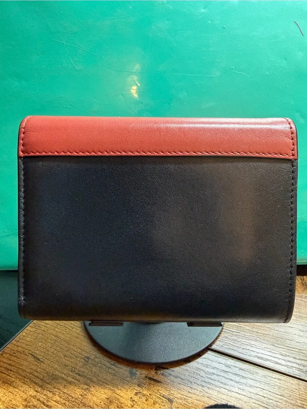 Celine Tri-Color Leather Envelope Wallet - Red, Cream & Black